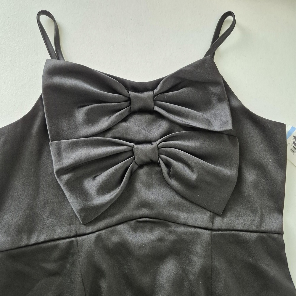 Zunie Dress Girls 16 Black Satin Bow Front Spaghetti Strap Party Mini‎ - Picture 3 of 9